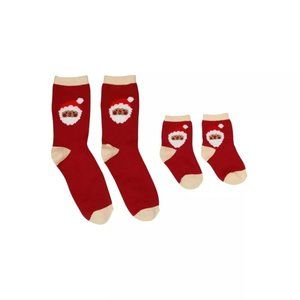 Pearhead Mom and Baby Santa Red Matching Sock Set Christmas Parent 6-12 Mos